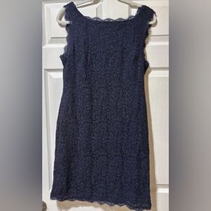 Adrianna Papell Navy Lace Midi Dress